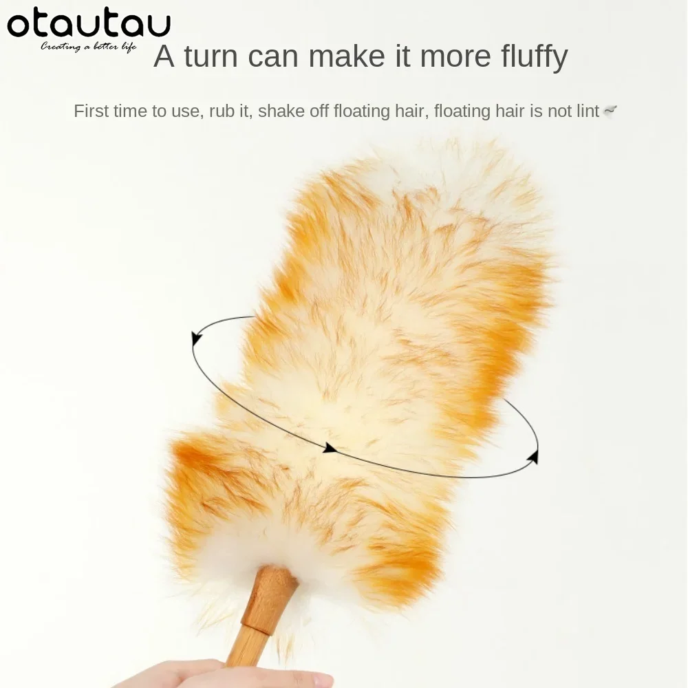 Real Sheep Lamb Wool Duster Car Cleaner Sweeper Wood Brush Dust Household Broom Mop House Cleaning Tools Cleaning Duster Wool Duster Brush