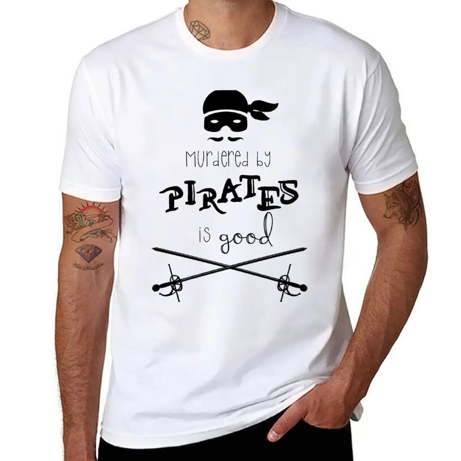 

Футболка мужская короткая с надписью «Murdered by Pirates is Good»