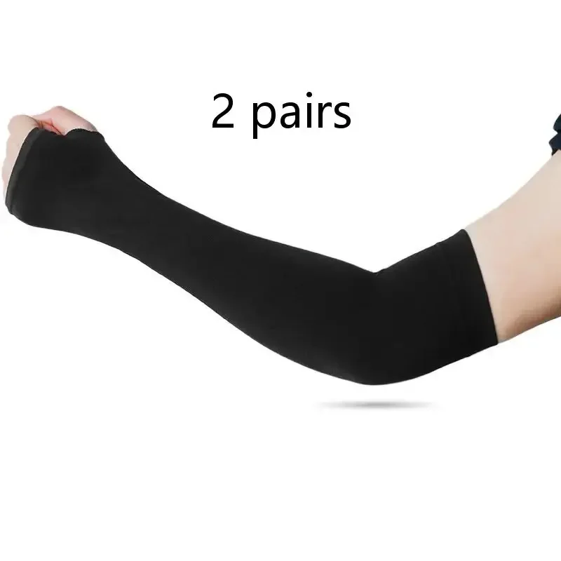 2 Pairs Black Summer Outdoor Sleeve Cover Riding Driving Arm Guard Hand