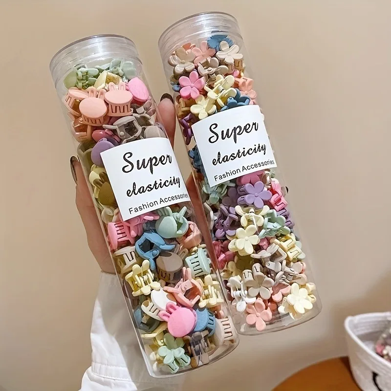 50 Stück Mini-Clips, Kunststoff, Blumendesign im Jugendstil, perfekt für Frisuren wie Zöpfe und Pigtails. – Detail 6