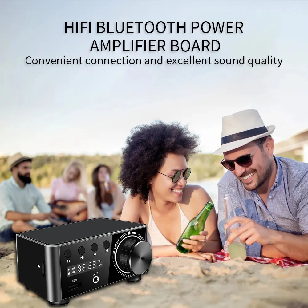 HiFi Bluetooth 5.0 Power Class D Amplifier Mini Stereo TPA3116 Digital Amplifier 50W + 50W Home Stereo Car Marine USB/AUX TF Card audio amplifier board sound amplifier