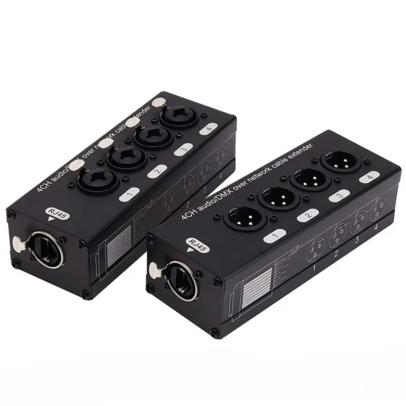 1Pair 4 Channel 3 Pin Multi Network XLR Cable for Stage Sound Lighting and Recording Studio To RJ45 Ethercon 1 Male + 1 Female