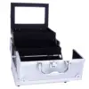 SM-2176 Silver Aluminum Makeup Train Case Jewelry Box Organizer with Mirror - 9x6x6 Cosmetic Storage 5