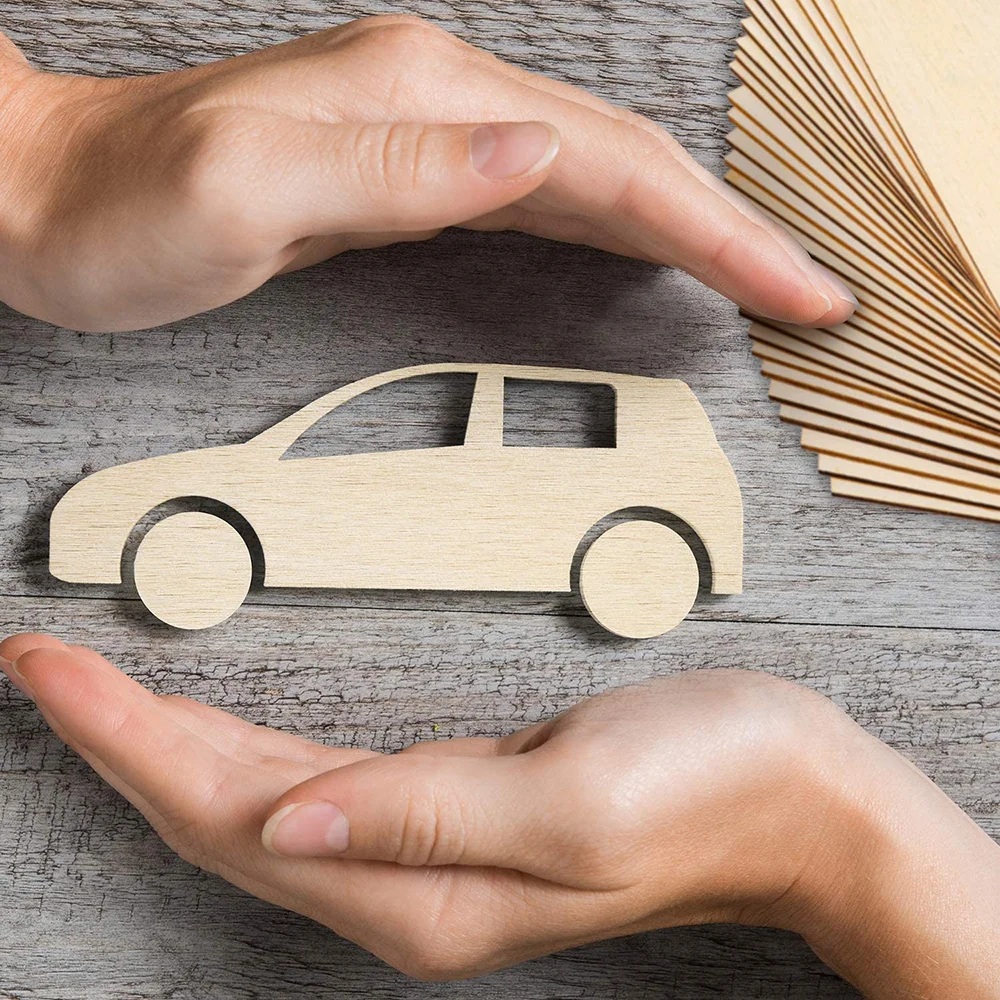 10PCS Unfinished Wood Pieces Rectangle Blank Sharp Corners Wooden Sheets for DIY Arts Craft Project