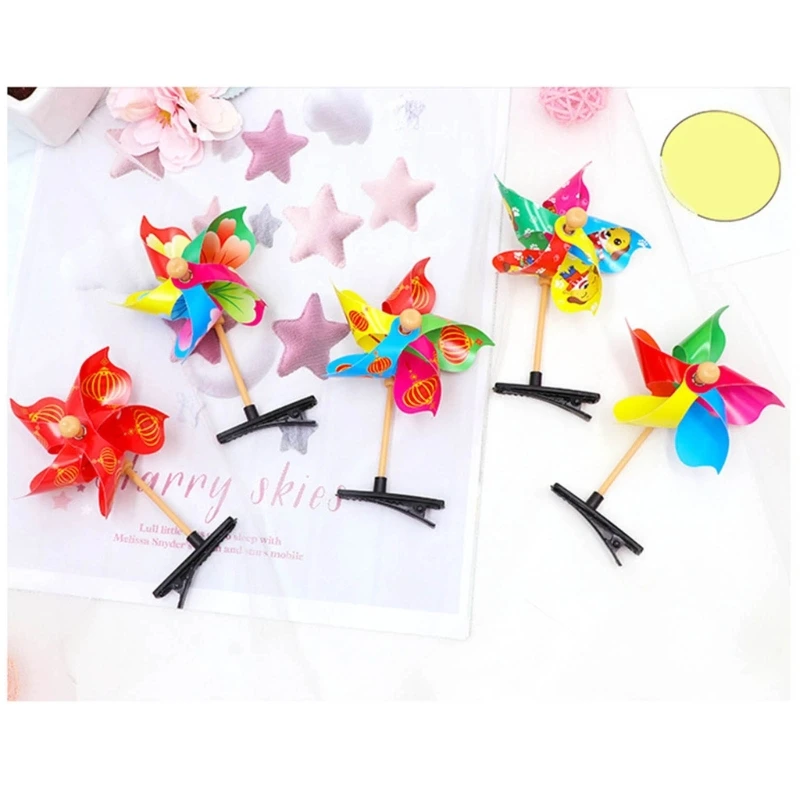 24pcs 바람개비 헤어 클립 유행 헤어 바레트 풍차 머리핀 편안한 헤어 클램프 무대 공연 머리 장식 E0BE