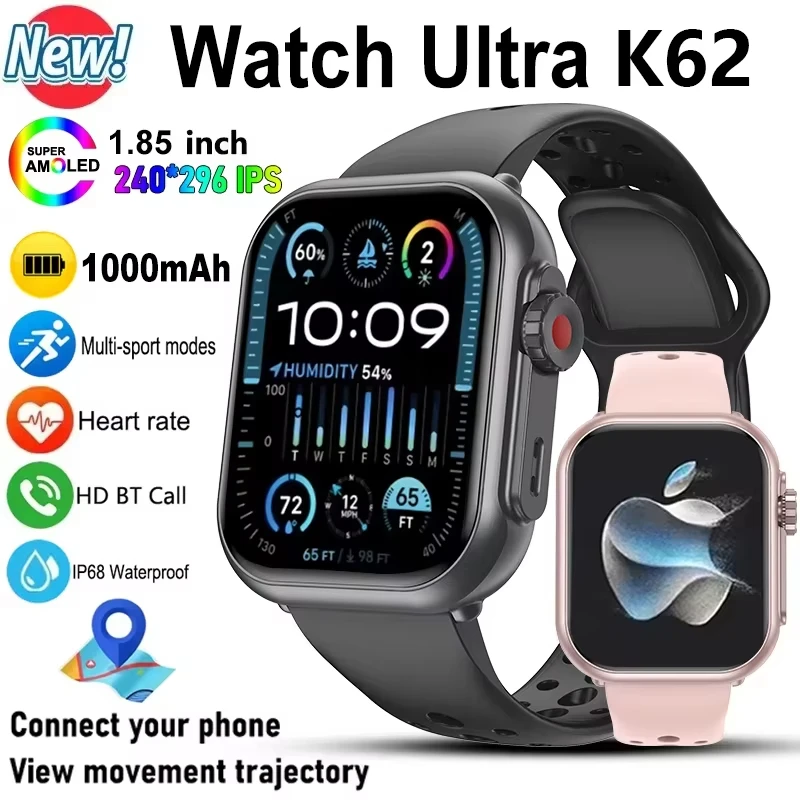2026 New Amazfit Watch Ultra K62 Men Women 1000mAh AMOLED 100+Sport Heart Rate HD Bluetooth Call GPS Track Waterproof SmartWatch 1