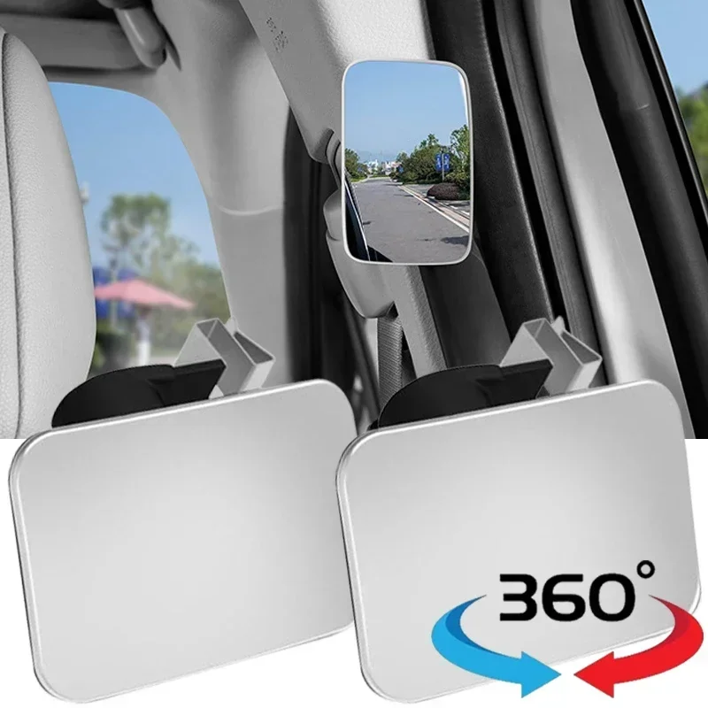 Car Blind Spot Mirrors Sector Frameless Auxiliary RearView Mirror 360 Degree Wide Angle Adjustable for Car Parking Reversing