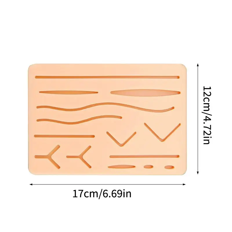 Kit di Sutura Chirurgica Riutilizzabile con Pad in Silicone per Pratica di Sutura su Ferite Cutanee, Modello per Addestramento e Simulazione di Ferite Traumatiche - immagine 6