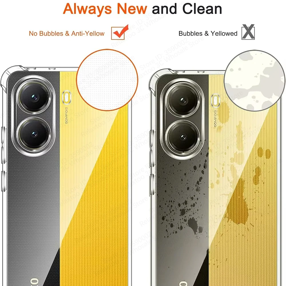 Enhanced Shockproof Clear Phone Case - Soft Silicone Transparent Back Cover