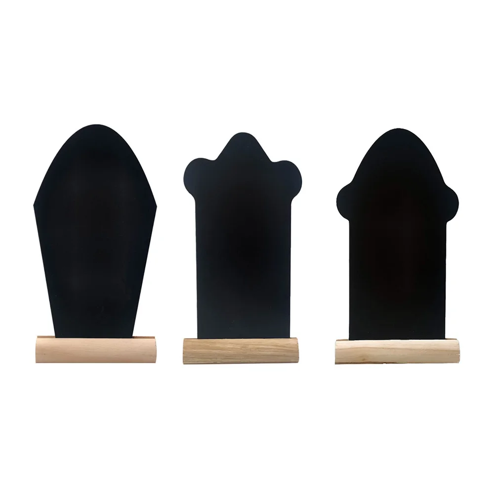 

Chalkboard Signs with Easel Stand: Reusable Blackboard Tombstone Shaped 3pcs Double Sided Message Board Carnival Place Cards