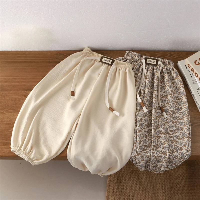 1-5Years Children's Pants Summer New Korean Loose Fit for Boys and Girls Solid Color Casual Sports Pant Baby Kids Jogger pants 2