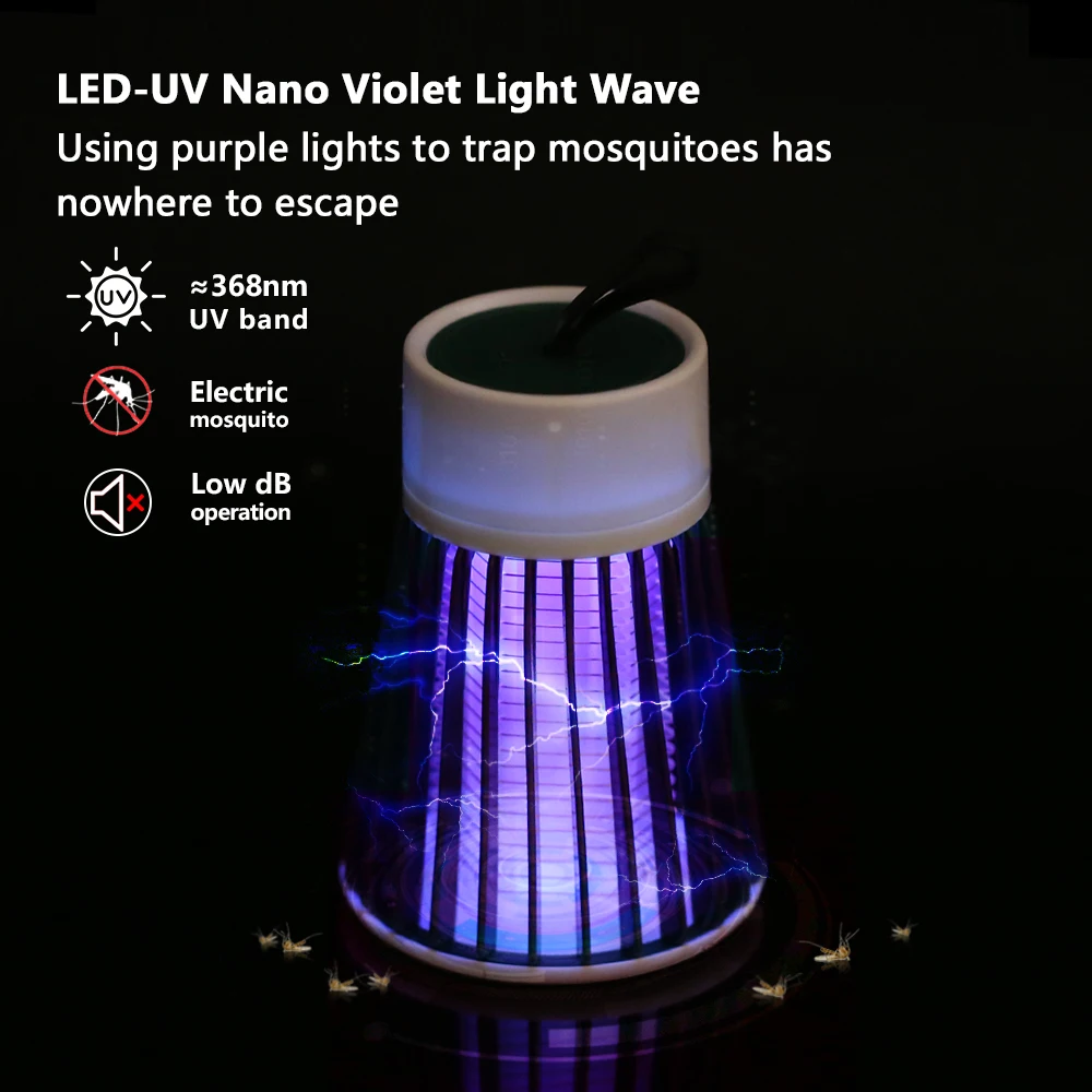 USB Electric Shock Mosquito Killer Lamps LED UV Lights Mosquito Camping Indoor Lighting USB Recharge Repellent Lights