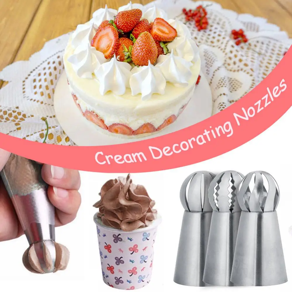 3PCS Wedding Cake Nozzles cake baking tools cake decorating tips Cake Turntable Pastry Puff Skirt Icing Piping Nozzles Dessert Cupcake Decorator Tool Kitchen
