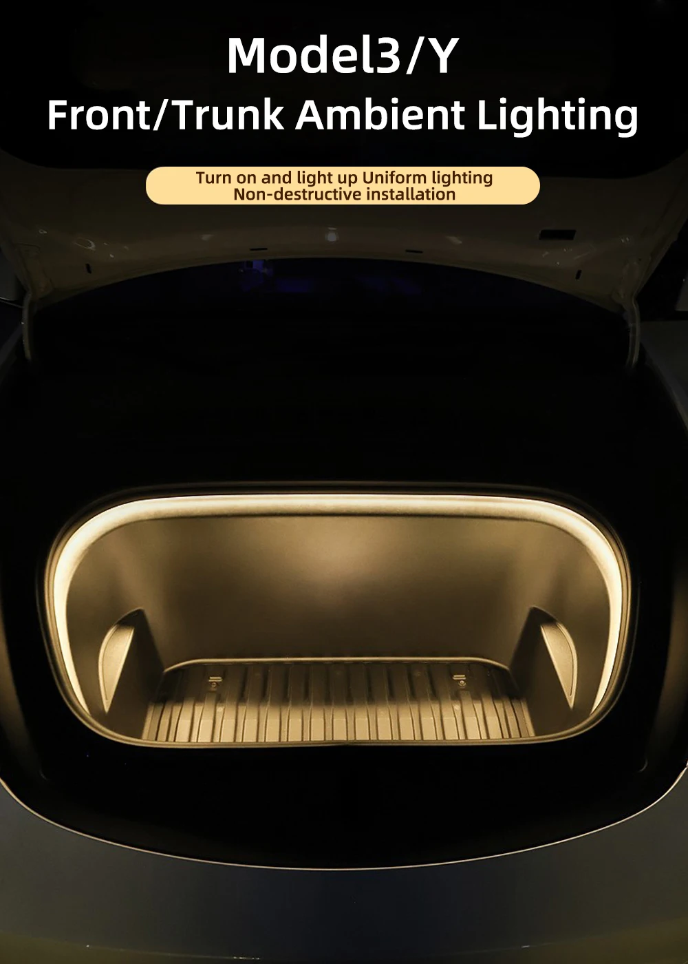 1 Stück Auto Front Kofferraum Licht für Tesla Modell 3 y 12V Auto Innendekoration Umgebungs leuchten Universal – Detail 1