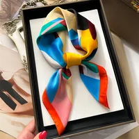 70*70cm Silk Square Scarf Women Soft Flower Print Hairband Foulard Neckerchief Hijab Tie Bag Ribbon Headband Fashion Decoration 1
