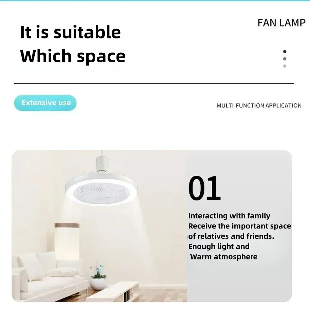Description Picture 6 of item2-in-1 Three-speed Mode LED Fan Light LED Lamp Bead E27 Screw Fan Light Remote Control Wall Control Bedroom Light Fan Ceiling