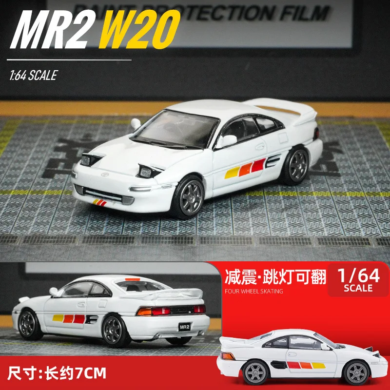 UM 1/64 다이캐스트 클래식 모델 자동차, JDM 빈티지 레이싱 자동차 차량 헤드램프, 뒤집을 수 있는 컬렉션 선물, MR2W20