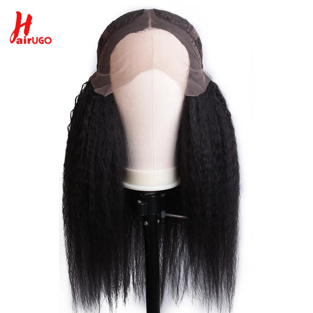 HairUGo 13*1 T Part Kinky Straight Human Hair Wigs Remy Lace Part Wigs For Women Human Hair 250% High Density Lace Closure Wigs