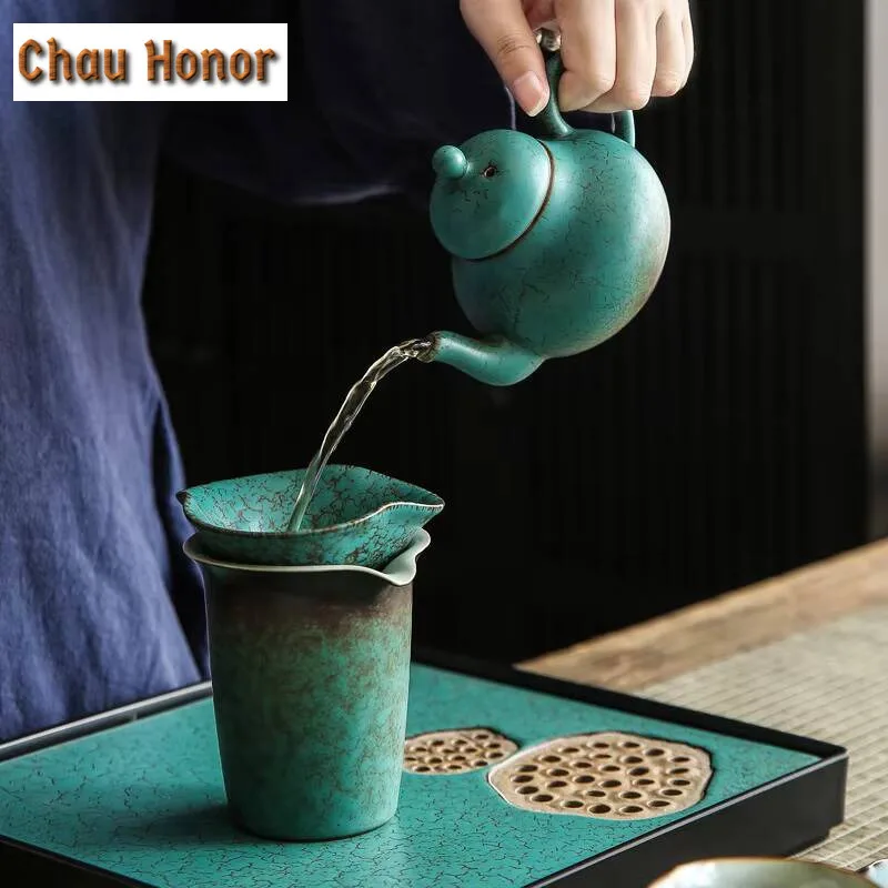 170ml Japanese Turquoise Glaze Ceramic Tea Pitcher Divide Tea Cha Hai Dispenser Justice Cup Puer Fair Mug Tableware Accessories
