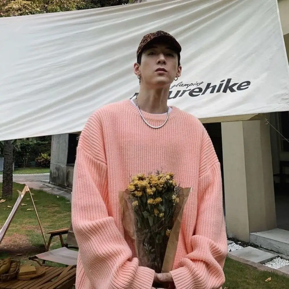 

Sweaters Men Crewneck Pure Color Knitted Sweaters Autumn Winter Casual