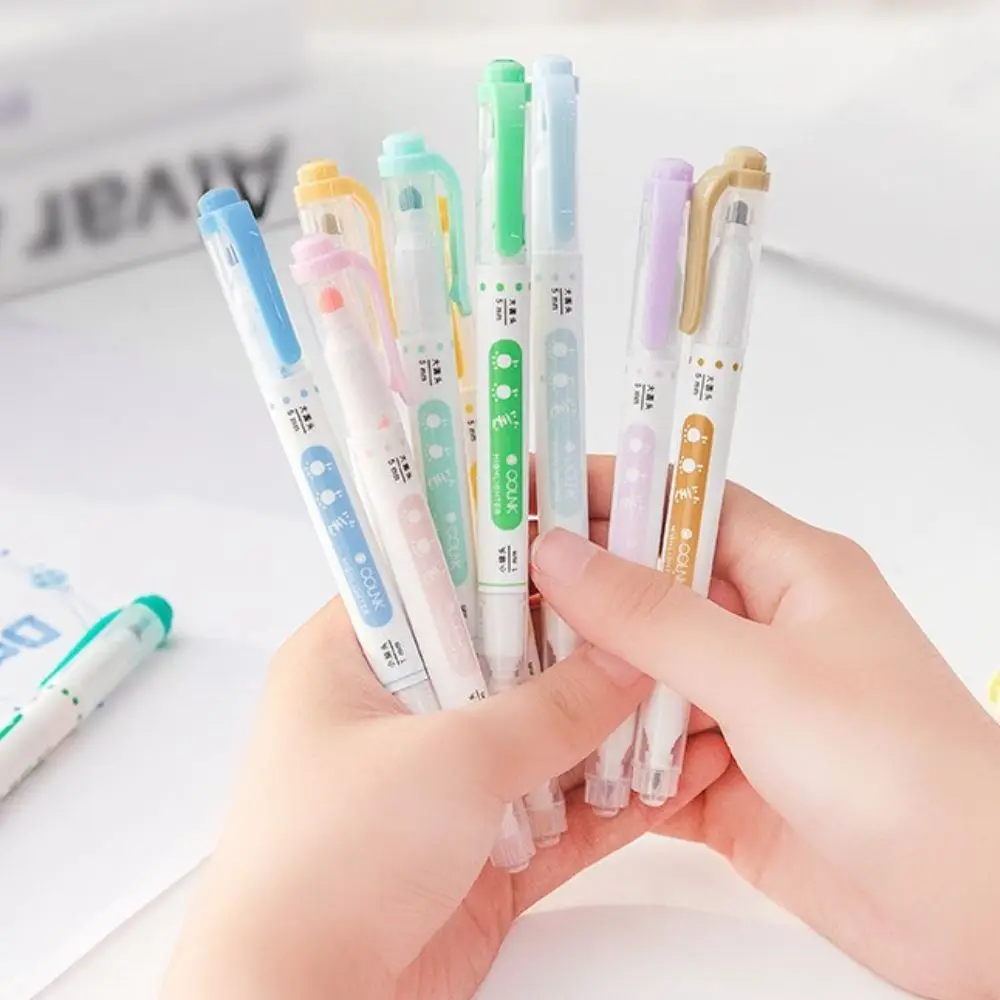 Durable Candy Color Office School Supplies Double Head Drawing Fluorescent Pen Painting Graffiti Pen Dots Highlighter Set pen container durable creative pp material small rocket pen organizer student supplies