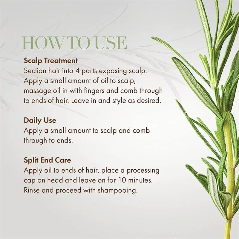Hair Care Oil Hair Growth Essential Oil Rosemary Mint Hair Strengthening Oil Nourishing Treatment Split Ends Dry Organics Care