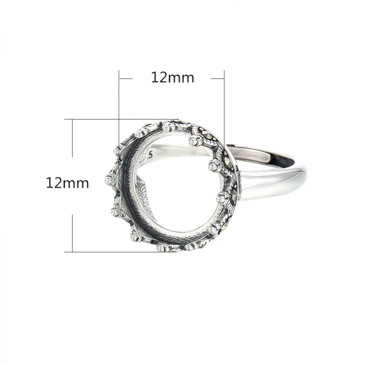 10X10 12X12 12X14 MM Adjustable Ring Blank Base 925 Sterling Silver Cabochons Bezel Ring Setting Diy Findings Accessories