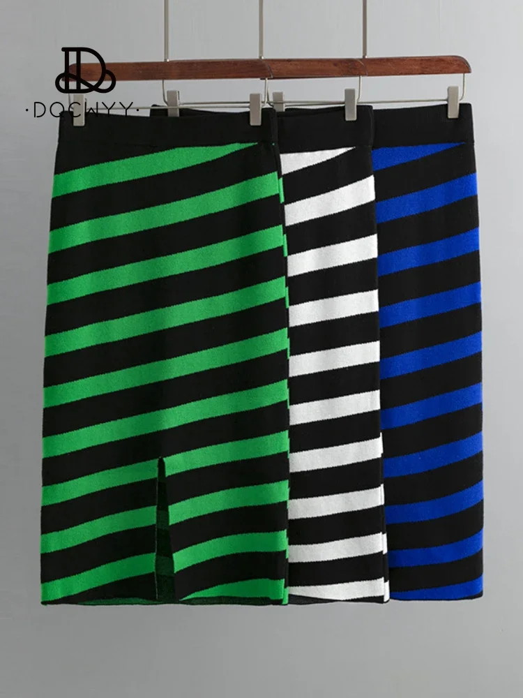 

Knitted Half-length Skirt Oblique Stripe Slim Fit 2023 Autumn New Women's Slim One Step Skirt Wrapped Hip Skirt Korean Style