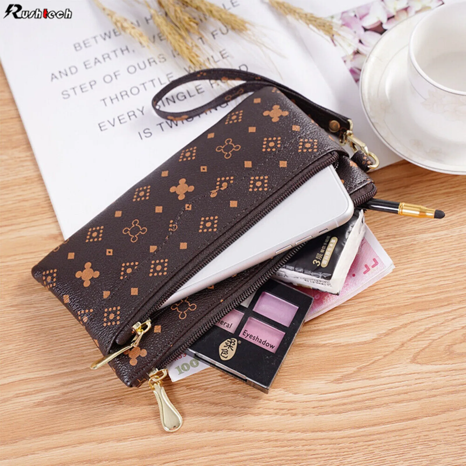 

Women Clutch Leather Wallet Handbag Card Holder Zip Long Purse Phone Bag Case