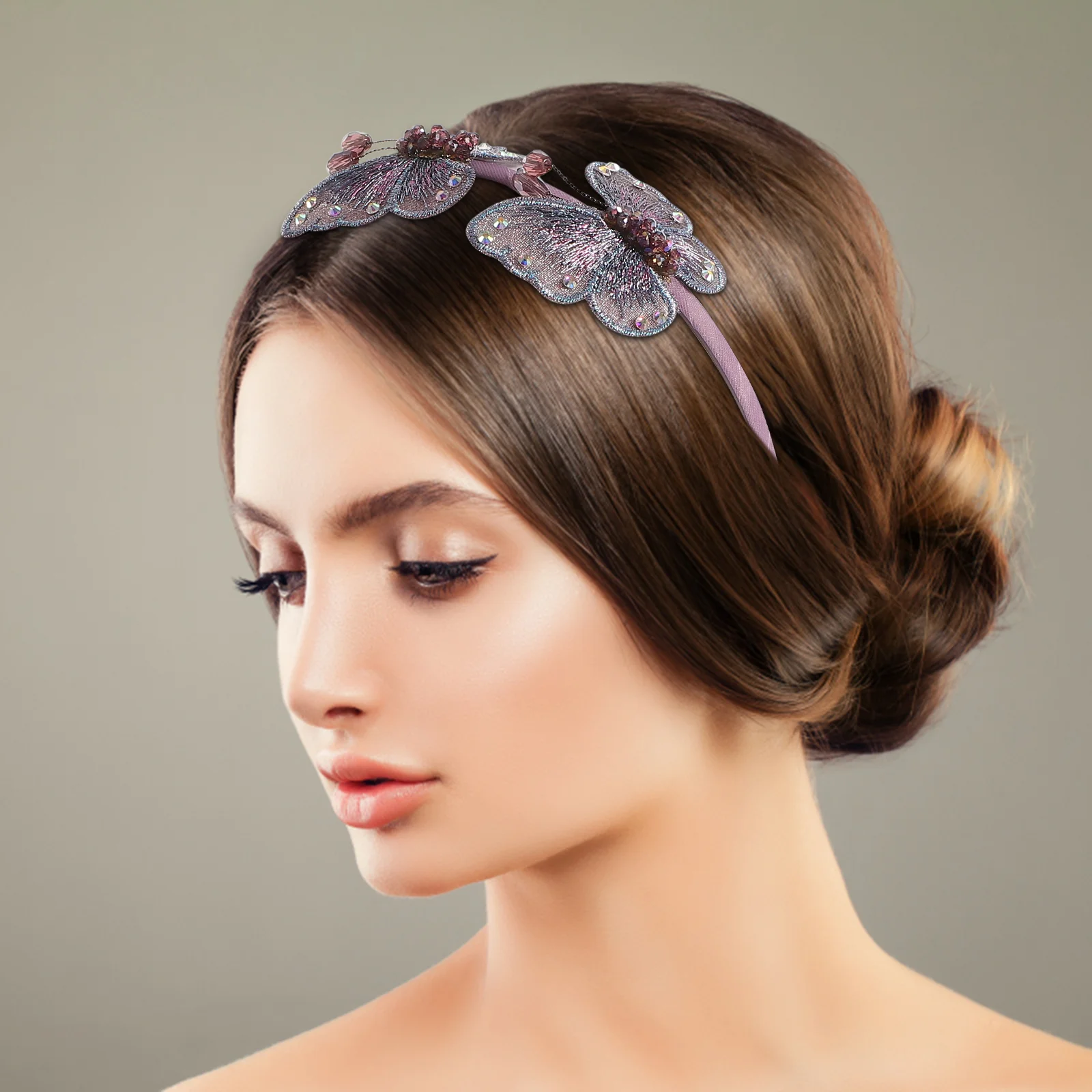

Hair Headband Bead Hairband Butterflies Headpiece for Purple
