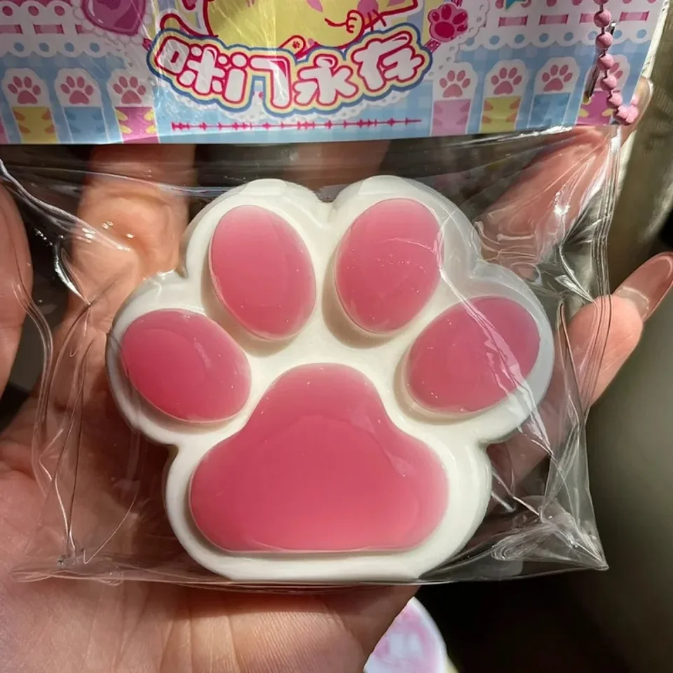 Cute Soft Cat Paw Squeeze Toys – 4 Patas De Gato Squishy De Gel TPR, Anti-estrés Y Relajante Para Niños Y Adultos (Azul, Rosa, Púrpura, Blanco)