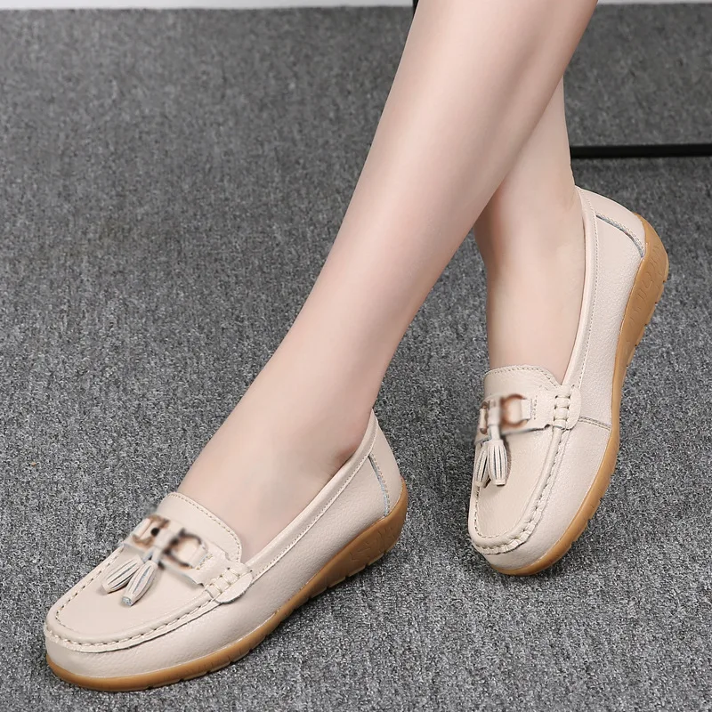 Spring autumn women genuine leather loafers flats moccasins shoes