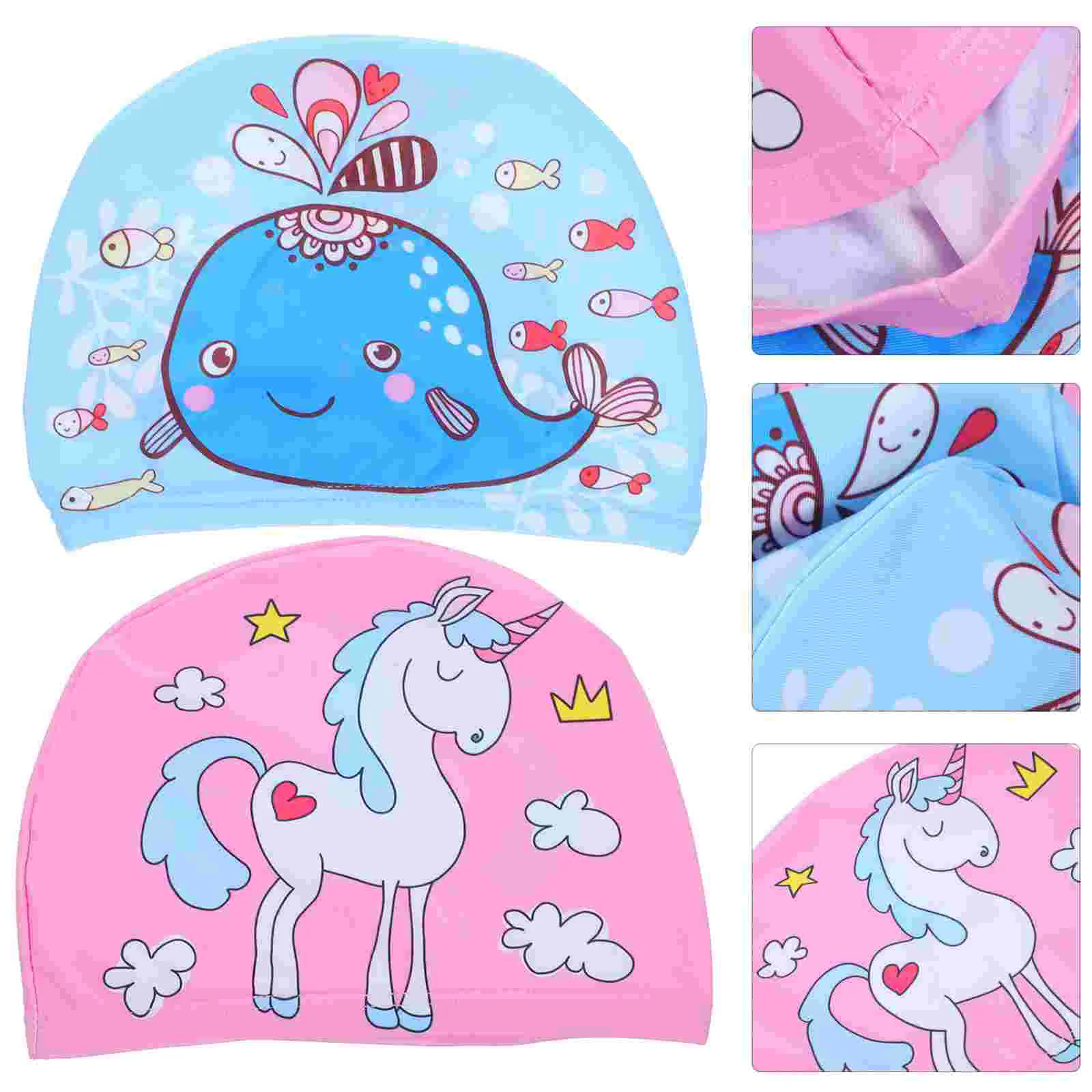 

2pcs Swim Caps Cartoon Swim Caps Swimming Caps Unisex Ears Protection Swimming Hats