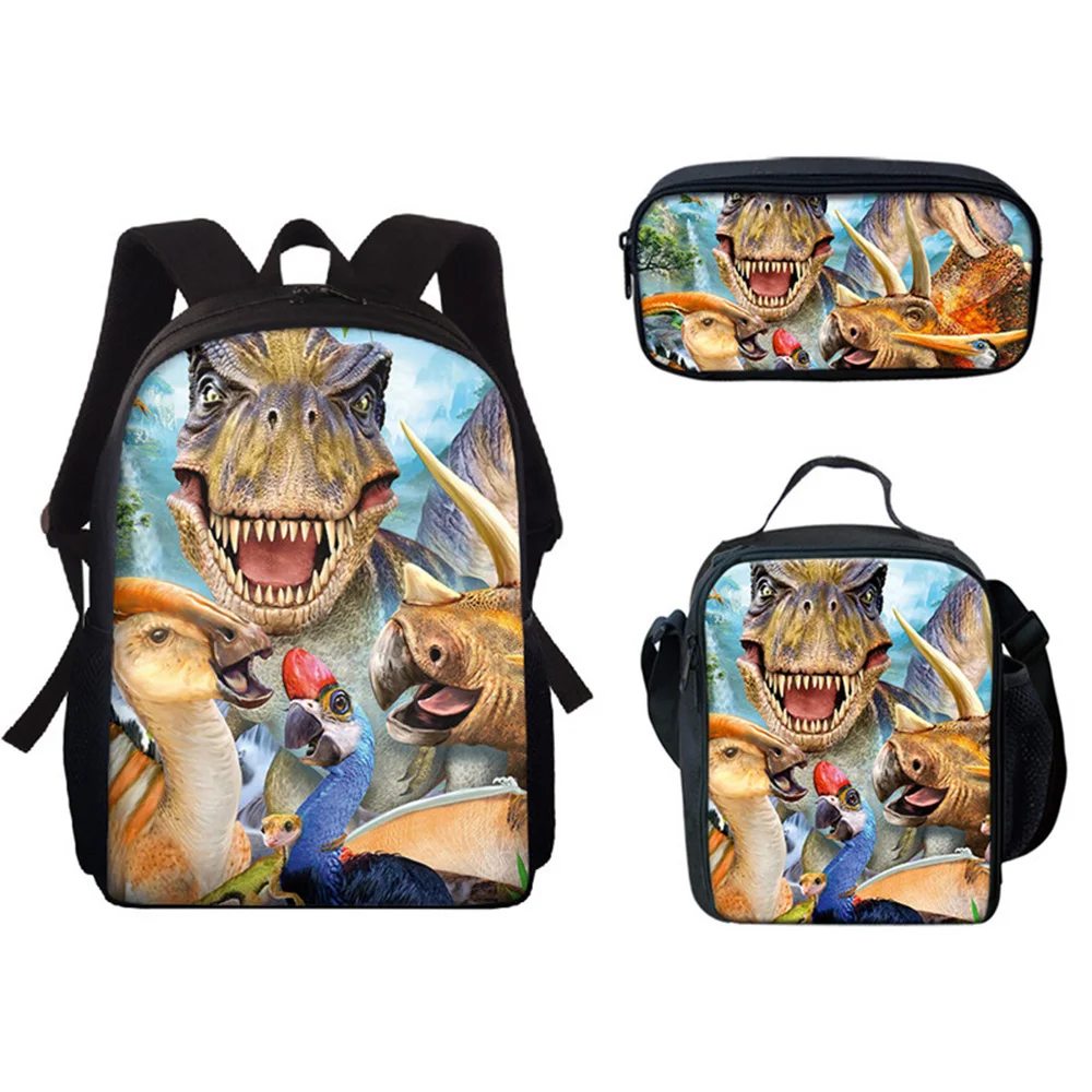 Harajuku Novelty Elephant Animals 3pcs/Set Backpack 3D Print School Student Bookbag Anime Laptop Daypack Lunch Bag Pencil Case
