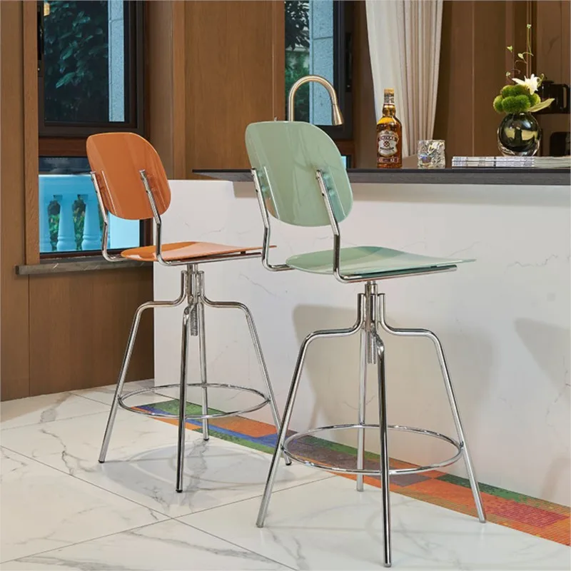 Bar Chairs Modern And Minimalist Household Nordic Light Luxury Chairs High Legged Personalized White Instagram Bar Leisure Chair