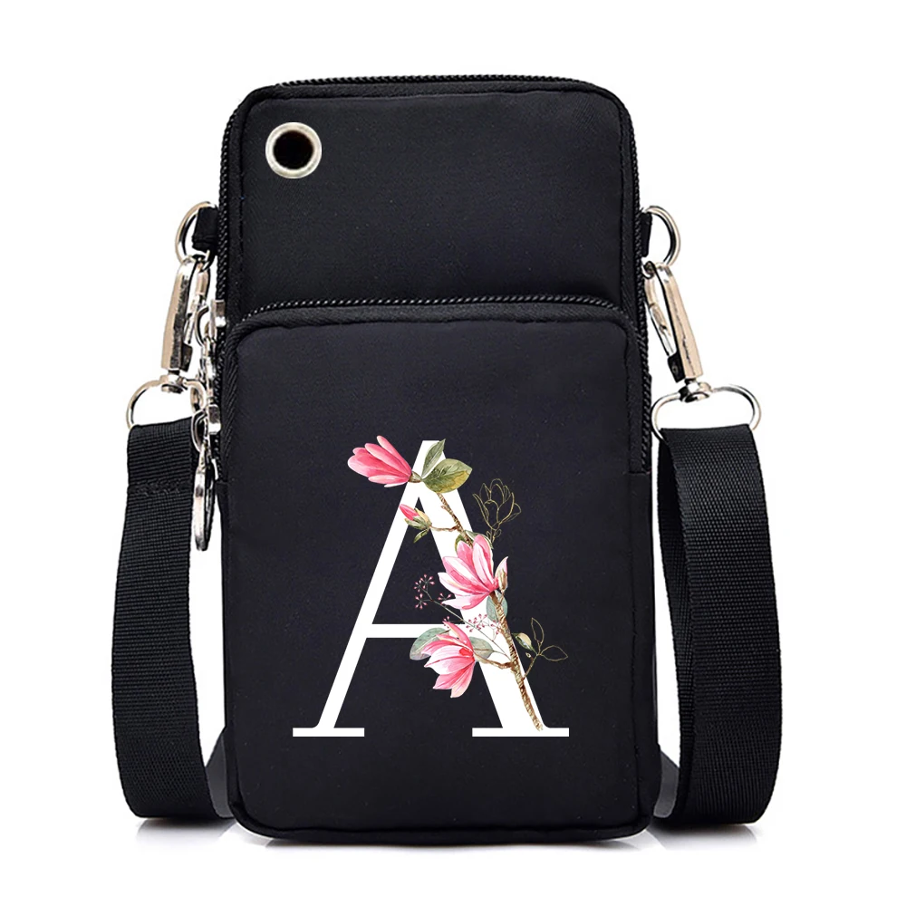 

Retro Floral Crossbody Bags for Women Magnolia 26 Alphabet Mini Mobile Phone Bag Coral Messenger Bags Lady Purses and Handbags