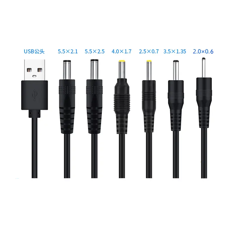 USB To DC 3.5*1.35mm 2.0*0.6mm 2.5*0.7mm 4.0*1.7mm 5.5*2.1mm 5.5*2.5mm Plug Jack DC 5V Power Extension Cable Connector - Image 2