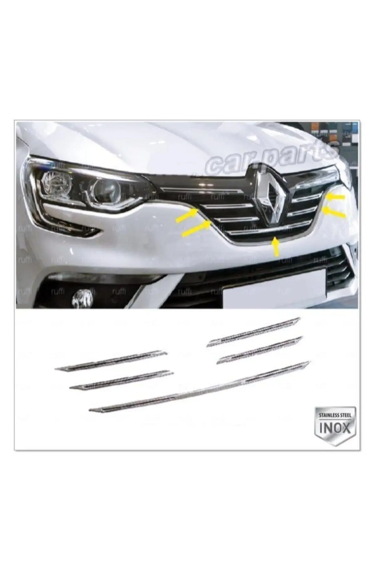 

Renault Megane 4 Chrome Front Grille 5 Pcs. 2015 Urp. Steel