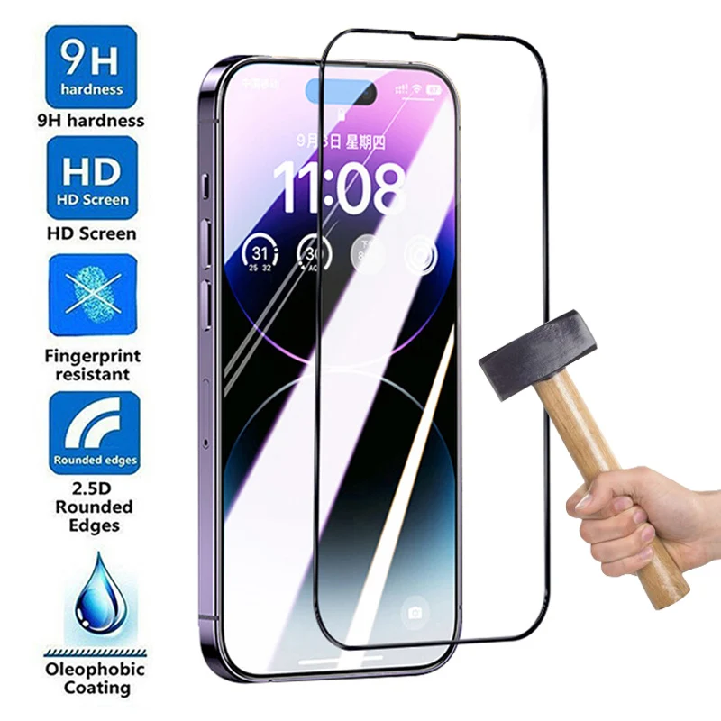 

9H Anti-Burst Tempered Glass For Apple 14 Plus 13 Mini 12 11 Pro Screen Protector IPhone X XR XS Max Protection Film