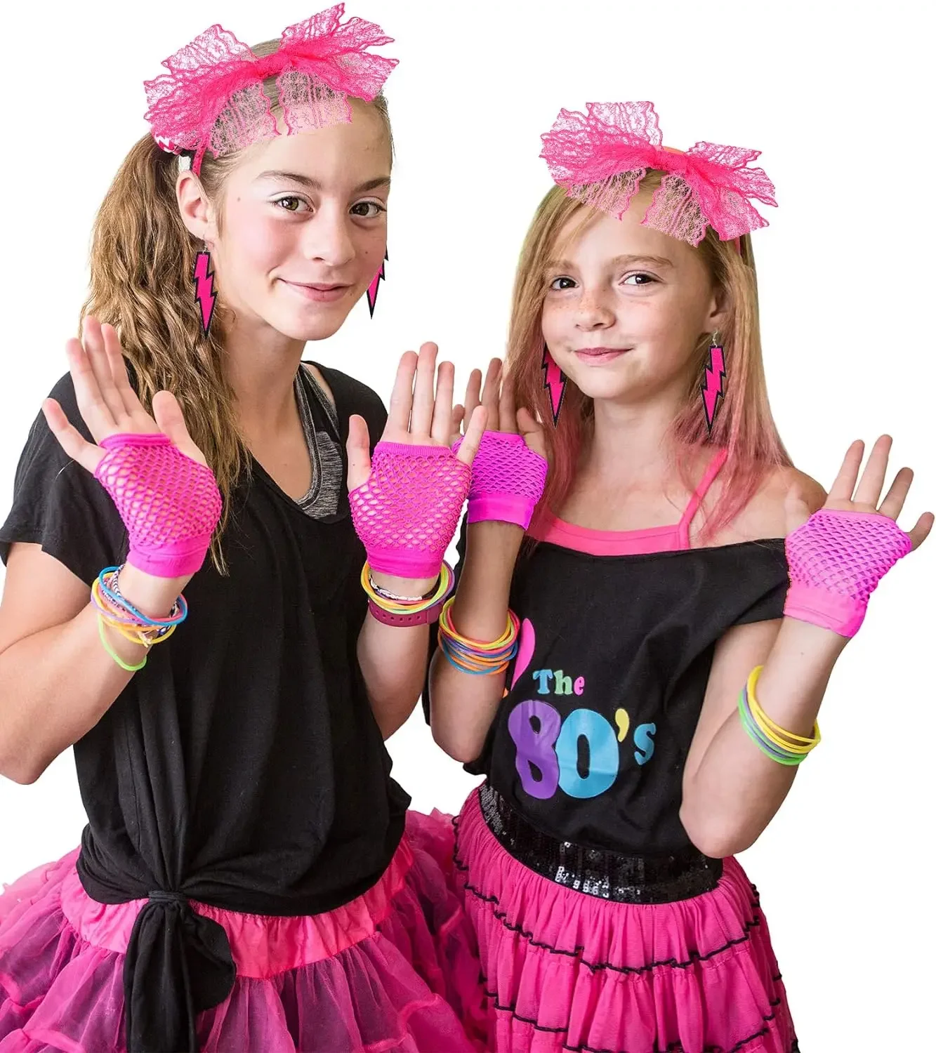 Orecchini Pendenti Anni 80 A Fulmine Neon – Acrilico Leggero Per Donna E Bambina – Ganci Ipoallergenici – Feste A Tema