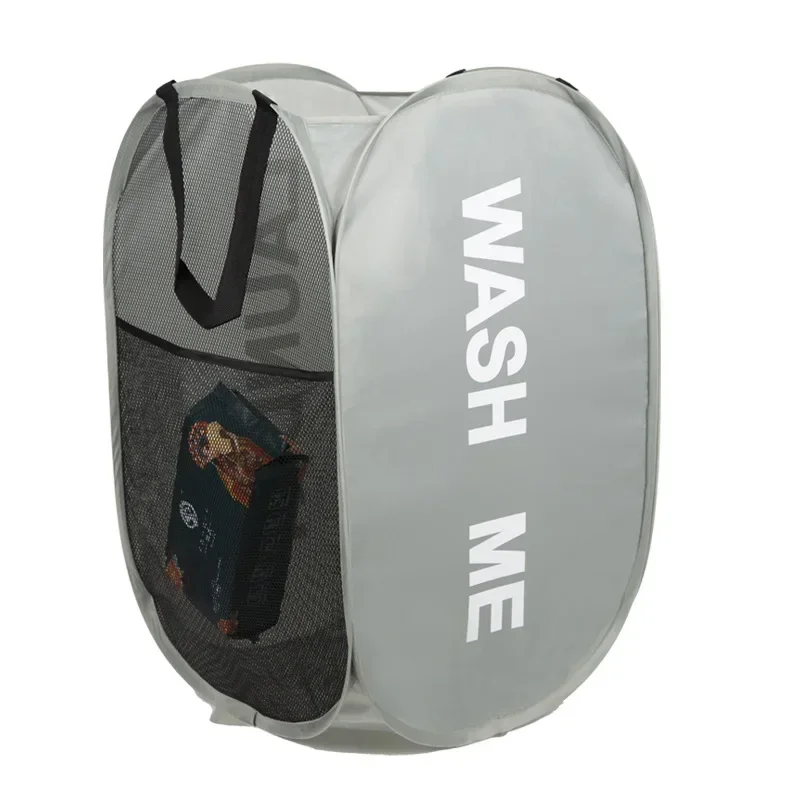 Collapsible Breathable Mesh Laundry Hamper with Wide Opening - Space-Saving Basket for Dorm, Travel, and Bathroom Use