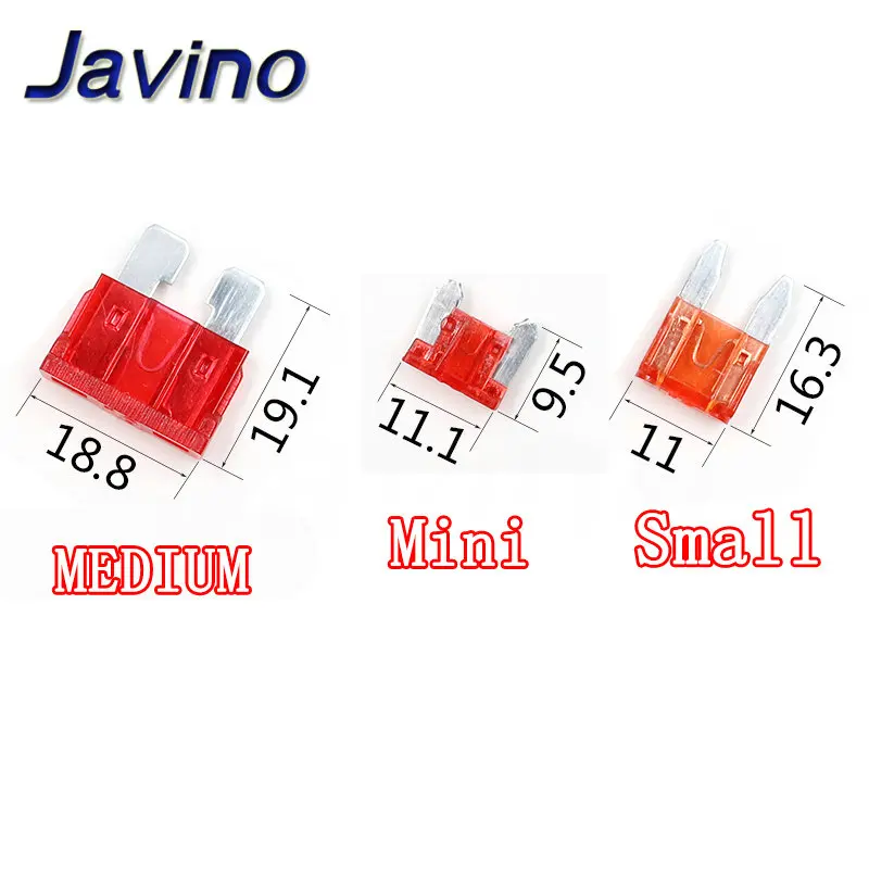 Car Fuses 10Pcs Fuses Standard Mini 2 2A 3A 5A 7.5A 10A 15A 20A 25A 30A Amp Clip Fuse Set for Car Truck Mini Small Medium