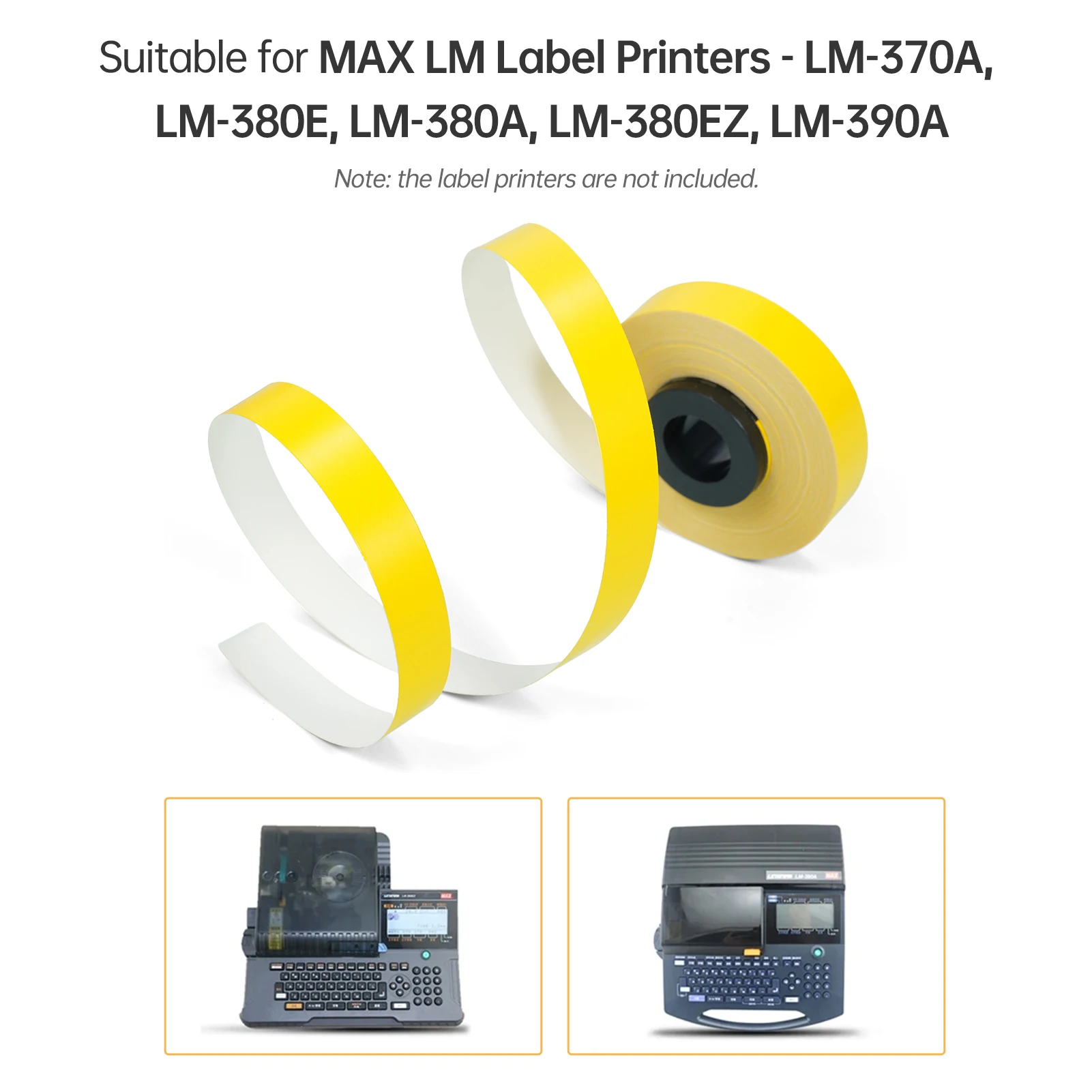 MAX LM 라벨 프린터용 PET 라벨 테이프 리필, LM-370A, LM-380E, LM-380A, LM-380EZ, LM-390A - 9mm x 8m, 10 팩