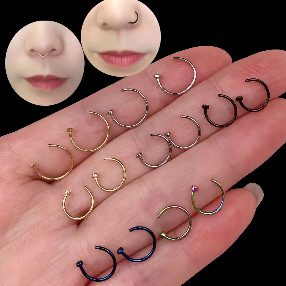 Stainless Steel Fake Nose Ring C Clip Lip Ring Nose Septum Women