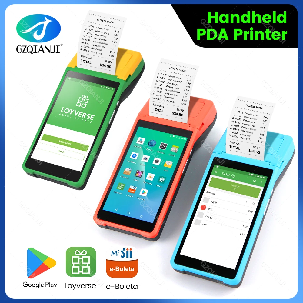 Pda Android 8.1 Wifi 3G Bluetooth Pos Terminal Stampante Da 58Mm Con Dispositivi Mobili Portatili Wireless In Carta Termica Display Da 5.5 Pollici