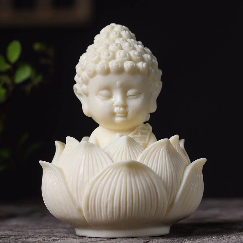 

Ivory Fruit Baby Buddha Lotus Base Shakyamuni Buddha Hand Handle Q Version Tathagata Buddha Car Decoration