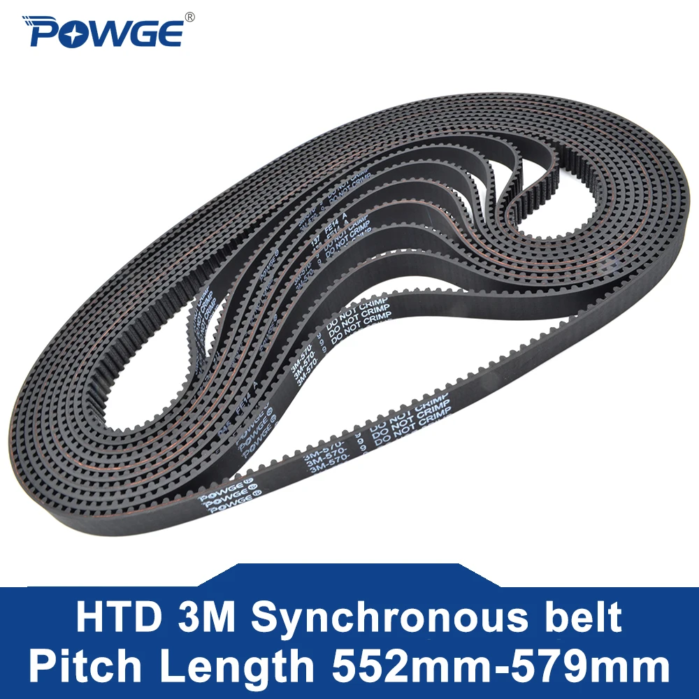 Powge Htd 3m Timing Belt Pitch Length  552/555/558/561/564/567/570/573/576/579mm Width 6-30mm 555-3m/564-3m/573-3m /579-3m Rubber - Transmission Belts - AliExpress