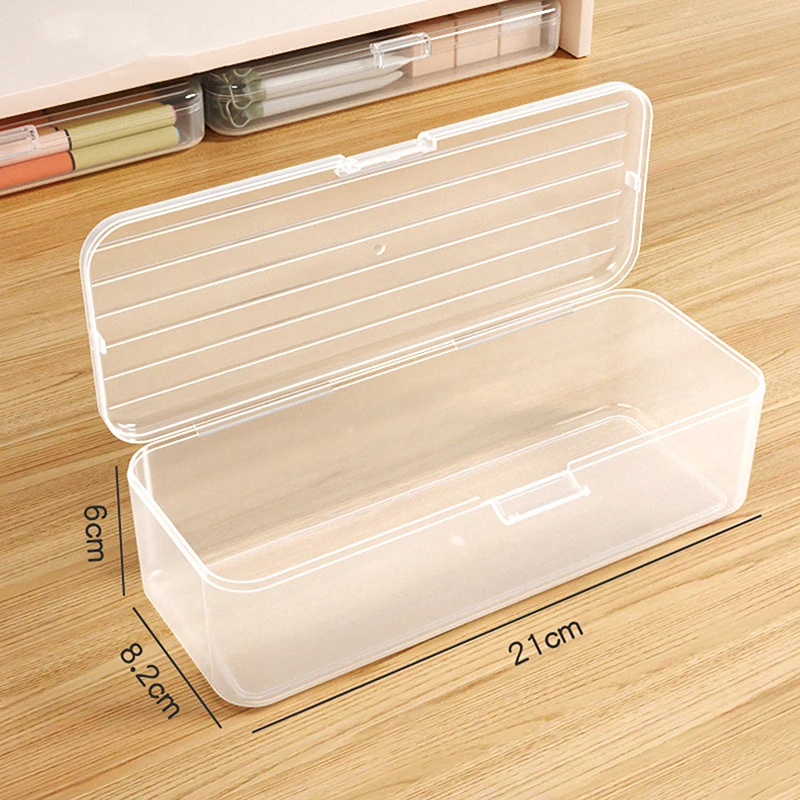 새로운 판매 1pc 연필 케이스 상자 인쇄 케이스가 없는 학생들을 위한 투명 플라스틱 연필 상자 용품 연필 잡화 보관