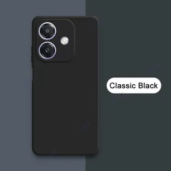 Premium Soft Square Liquid Silicone Back Cover - Double Liner Coque for OPPO A20 (Classic Black)