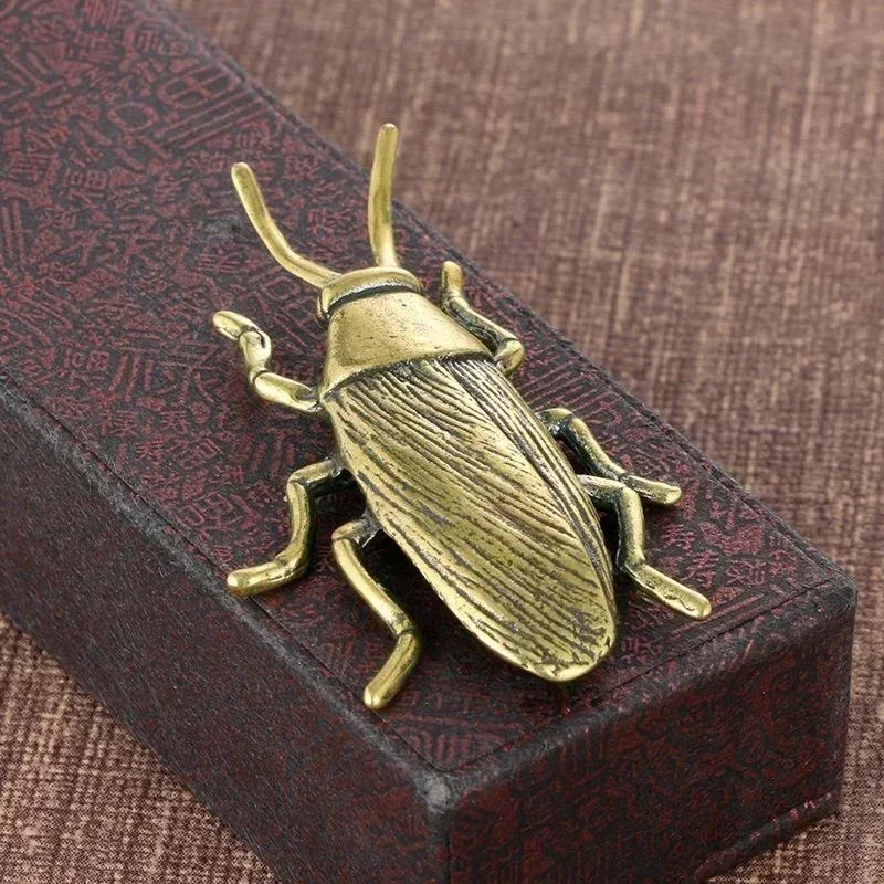 Brass Insect Cockroach Figurines Miniatures Solid Tea Pet Funny Crafts Collection Desktop Small Ornaments